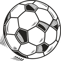 Obraz premium Hand-drawn soccer ball with dynamic motion lines illustration