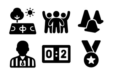 Community Sports Icons. Community Sports. Filled icon set of Community Sports: park field, cheering crowd,