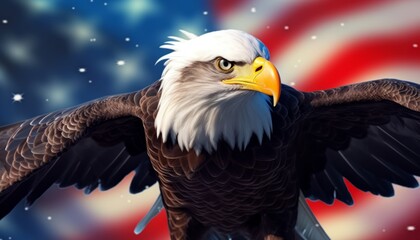  Bald Eagle in hat with American flag. United States of America patriotic wallpaper. Happy 4th Of July Independence Day 4