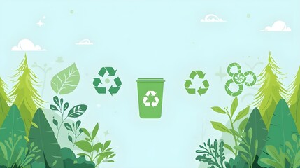 Recycling and Eco Friendly Concept with Green Nature Background – Environmental Sustainability Illustration