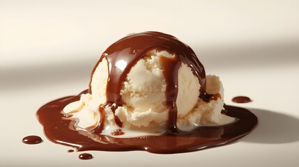 ice cream with chocolate sauce