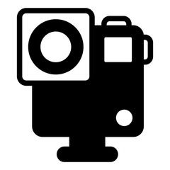 Fototapeta premium Portable action camera solid icon, optical equipment concept. Vector graphics. Action camcorder sign on white background, style icon mobile or web design.