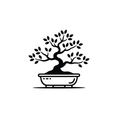 Stylized bonsai tree illustration in a pot