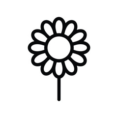 Simple outline drawing of a daisy flower on a stem