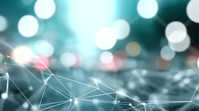 Abstract technology mesh with geometric lines defocused, faceless science background, network visualization detail, blurred digital pattern, technological concept, futuristic inter