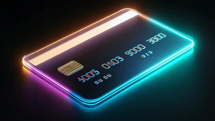 Beautiful neon credit card design with glowing effects - Powered by Adobe