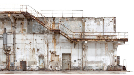 Urban Exploration Photography: Urban exploration photography of abandoned buildings, factories, and hidden spaces, isolated on a Transparent background, PNG file.