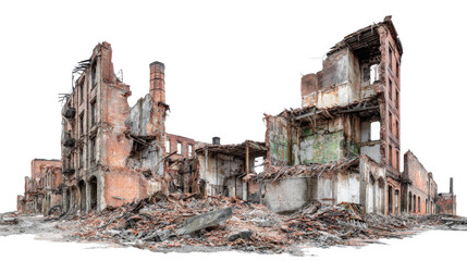 Urban Exploration Photography: Urban exploration photography of abandoned buildings, factories, and hidden spaces, isolated on a Transparent background, PNG file.