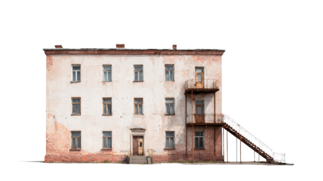 Urban Exploration Photography: Urban exploration photography of abandoned buildings and hidden spaces, isolated on a Transparent background, PNG file.