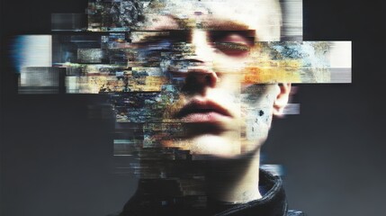 Pixel - distorted human face