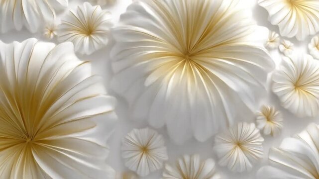 White and gold floral texture abstract blossoms background