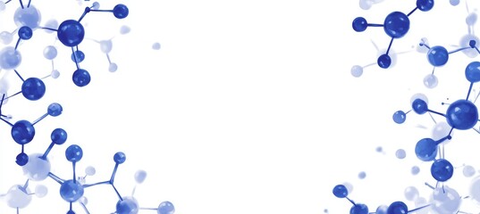 Blue molecule cell structure frame background. Copy space for text and advert. Generative AI technology.gy.