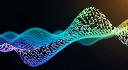 Abstract flowing wave of binary code
