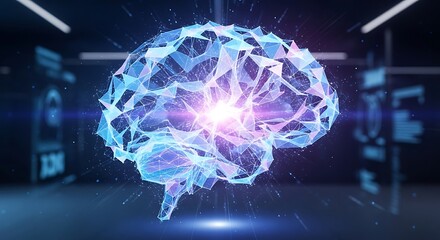 Glowing brain network with bright center light