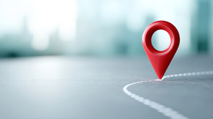 A red location pin on a map with white lines drawn from it to an undefined destination in the distance