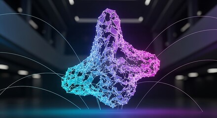 Abstract geometric shape with blue and pink gradient