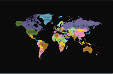 Fototapeta premium Colored political world map