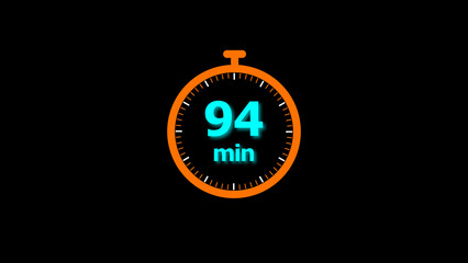 Fototapeta premium 94 minutes timer clock icon 4k illustration on a black background. and creating a stunning illustration.4k illustration