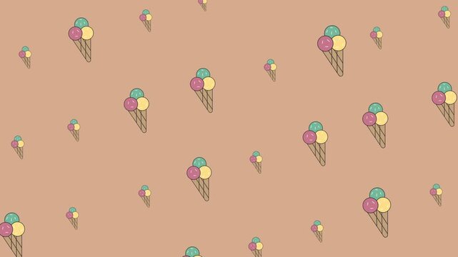 Features a delightful array of ice cream cones in a repeated pattern. Perfect for summer designs and foodthemed projects.