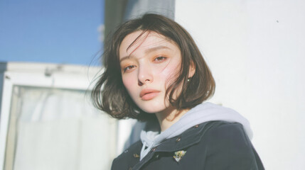 Artistic close-up portraits of young women with natural expressions and soft lighting