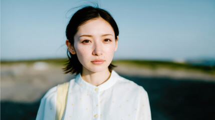 Artistic close-up portraits of young women with natural expressions and soft lighting