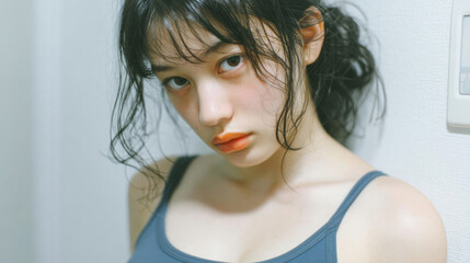 Artistic close-up portraits of young women with natural expressions and soft lighting