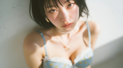 Artistic close-up portraits of young women with natural expressions and soft lighting