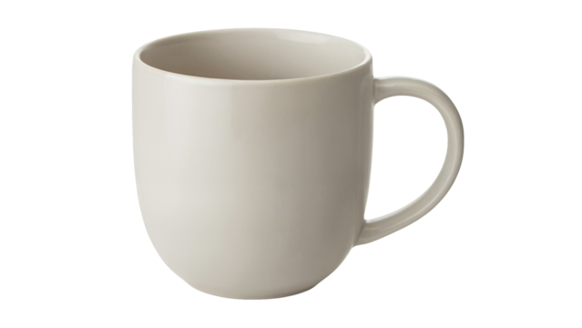 Sleek minimalist ceramic mug perfect for coffee or tea, offering a touch of modern elegance to any home or cafe setting isolated on white or transparent png.