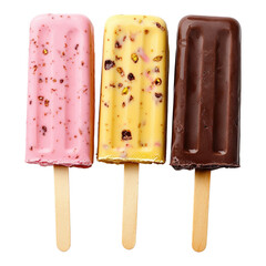 Delicious popsicles in vibrant colors for summer enjoyment on transparent background