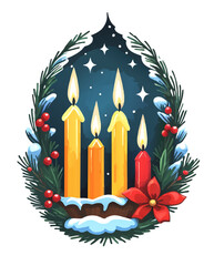 four candles advent crown cartoon vector illustratrion