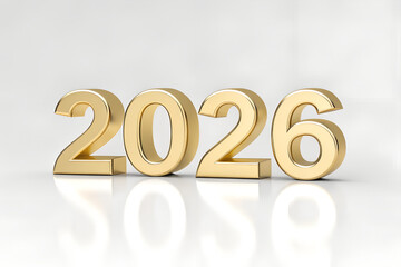 Golden 2026 Year Design &ndash; Modern Metallic Numbers for Future Events & Planning
