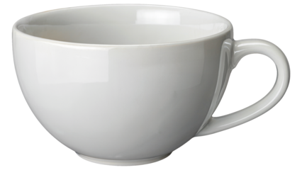 Elegant white ceramic coffee cup ready for your morning brew or cozy beverage, perfect for cafes and home isolated on white or transparent png.
