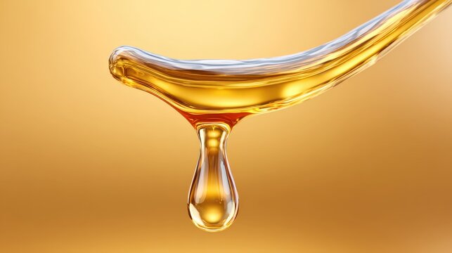 Dripping golden - colored liquid