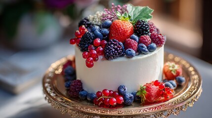58. Wedding cake decorated with fresh berries