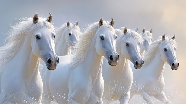 Running white horses