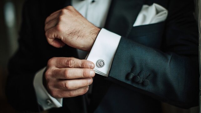 79. Groom adjusting cufflinks before ceremony