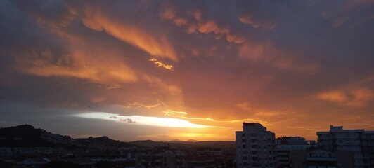 Sunset on the edge of an Italian city