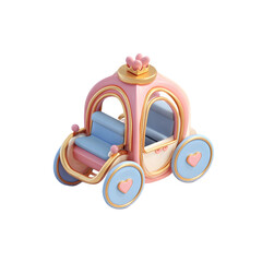 3d carriage icon with hearts symbolizing fairytale love.