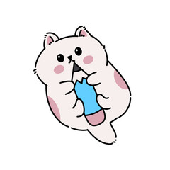 Cute cartoon cat holding a pencil, perfect for school, learning, creativity, and stationery-themed designs.