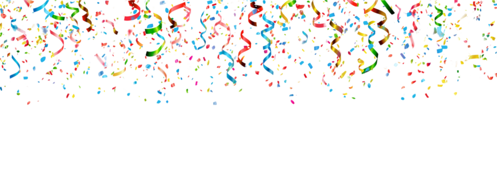 Colorful Confetti and Streamers Falling isolated on a transparent background 1