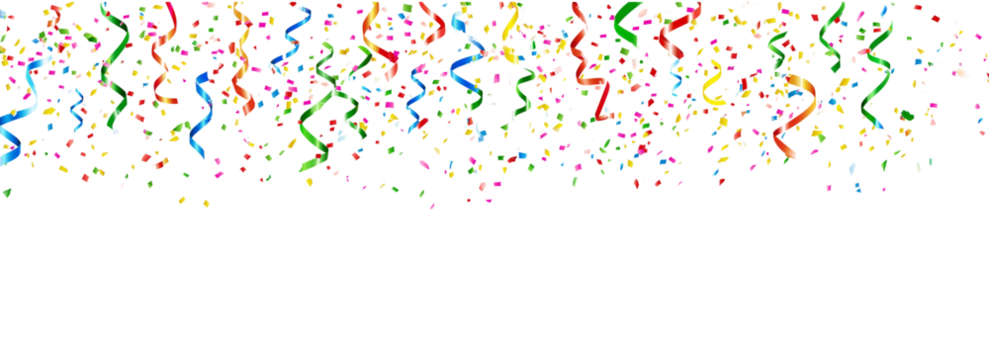 Falling Confetti and Streamers isolated on a transparent background 1 - Powered by Adobe