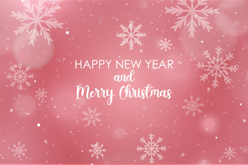 Festive Pink Holiday Greeting Card with Snowflakes and Bokeh