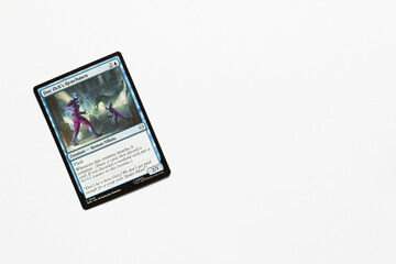 Obraz premium Bradford, UK Nov 3 2025 Doc Ock's Henchmen magic the gathering card shot isolated on a white paper background.