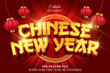 Chinese new year luxury gold and red 3d editable vector text effect. 