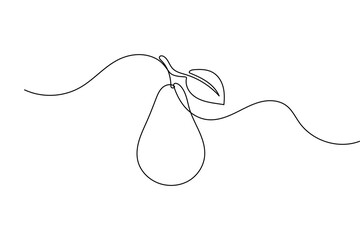 Continuous pear line art minimalist outline fruit simple vector illustration
