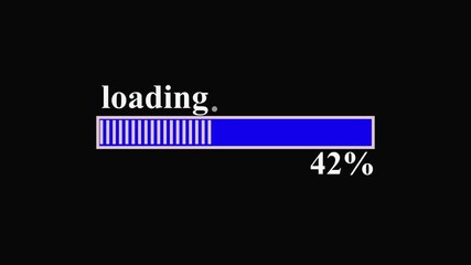 Loading bar animation 4k video 1  to 100 percentage black background.