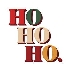 Retro Style Ho Ho Ho Christmas Greetings Design with Bold Letters