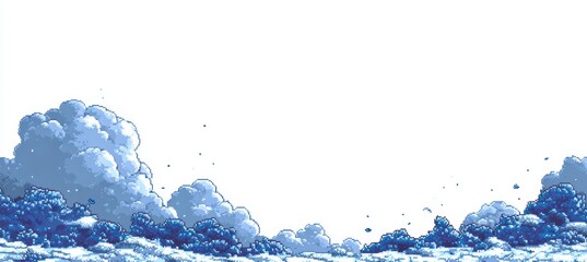 Cloudscape and white background. Game setting backdrop theme. Generative AI technology.