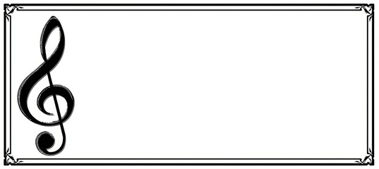 Treble clef symbol on blank frame copy space background. Generative AI technology.	
