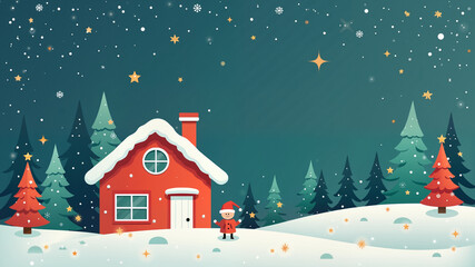 flat design chrismas and new year greeting card
